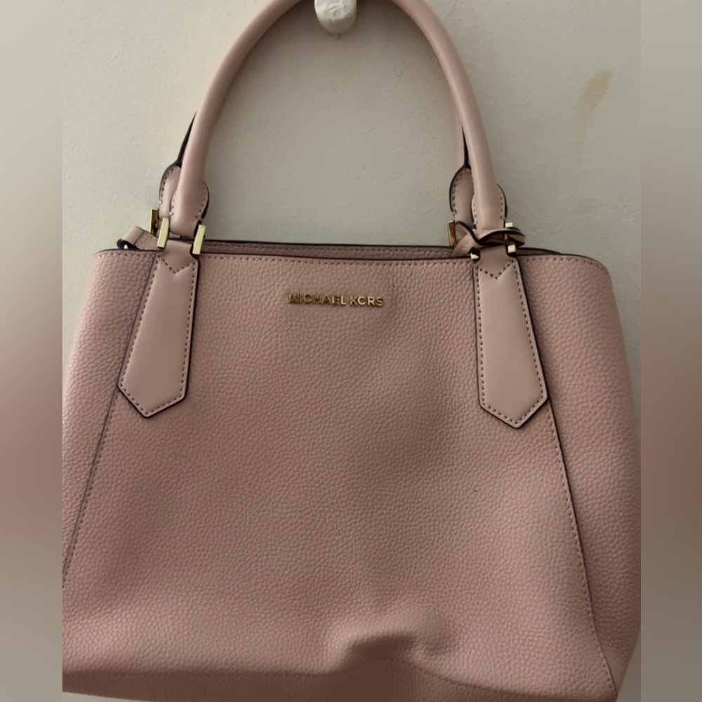 Michael Kors Blush Pebbled Leather Satchel with Gold Hardware